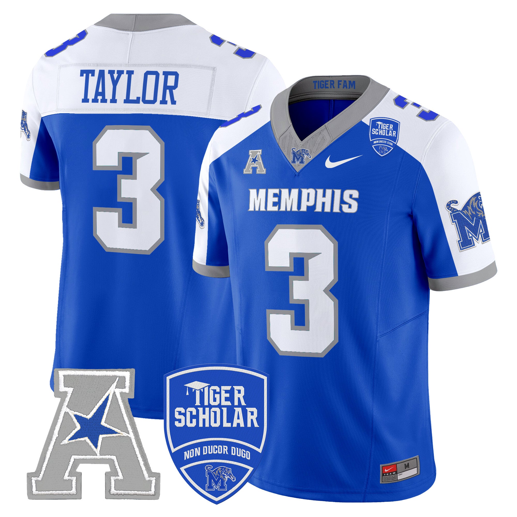 Men's Memphis Tigers 2024 Vapor Limited Jersey - All Stitched - Royal Alternate, Roc Taylor