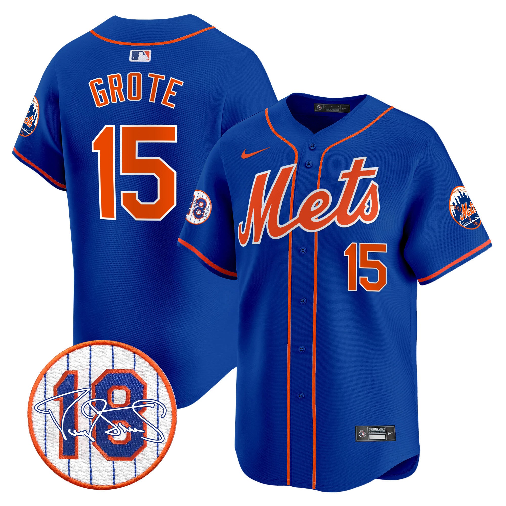 Men's Mets Darryl Strawberry Patch Vapor Premier Limited Jersey - All Stitched - Royal, Jerry Grote