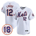 Men's Mets Darryl Strawberry Patch Vapor Premier Limited Jersey - All Stitched - White, Francisco Lindor
