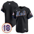 Men's Mets Darryl Strawberry Patch Vapor Premier Limited Jersey - All Stitched - Black, Team