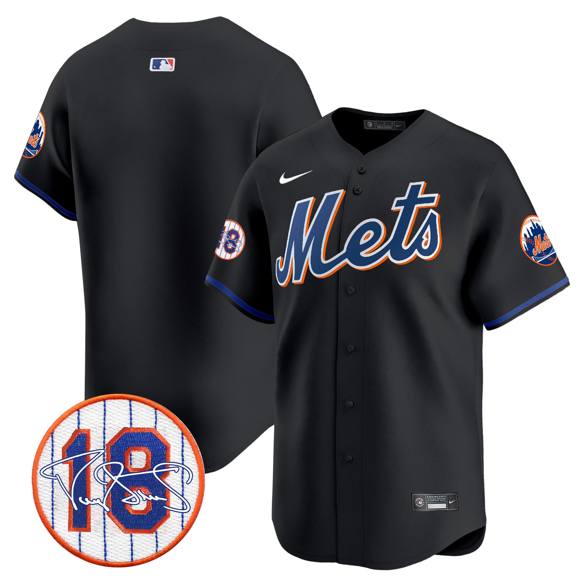 Men's Mets Darryl Strawberry Patch Vapor Premier Limited Jersey - All Stitched - Black, Team