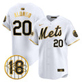 Men's Mets Darryl Strawberry Patch Vapor Premier Limited Jersey - All Stitched - White Gold, Pete Alonso