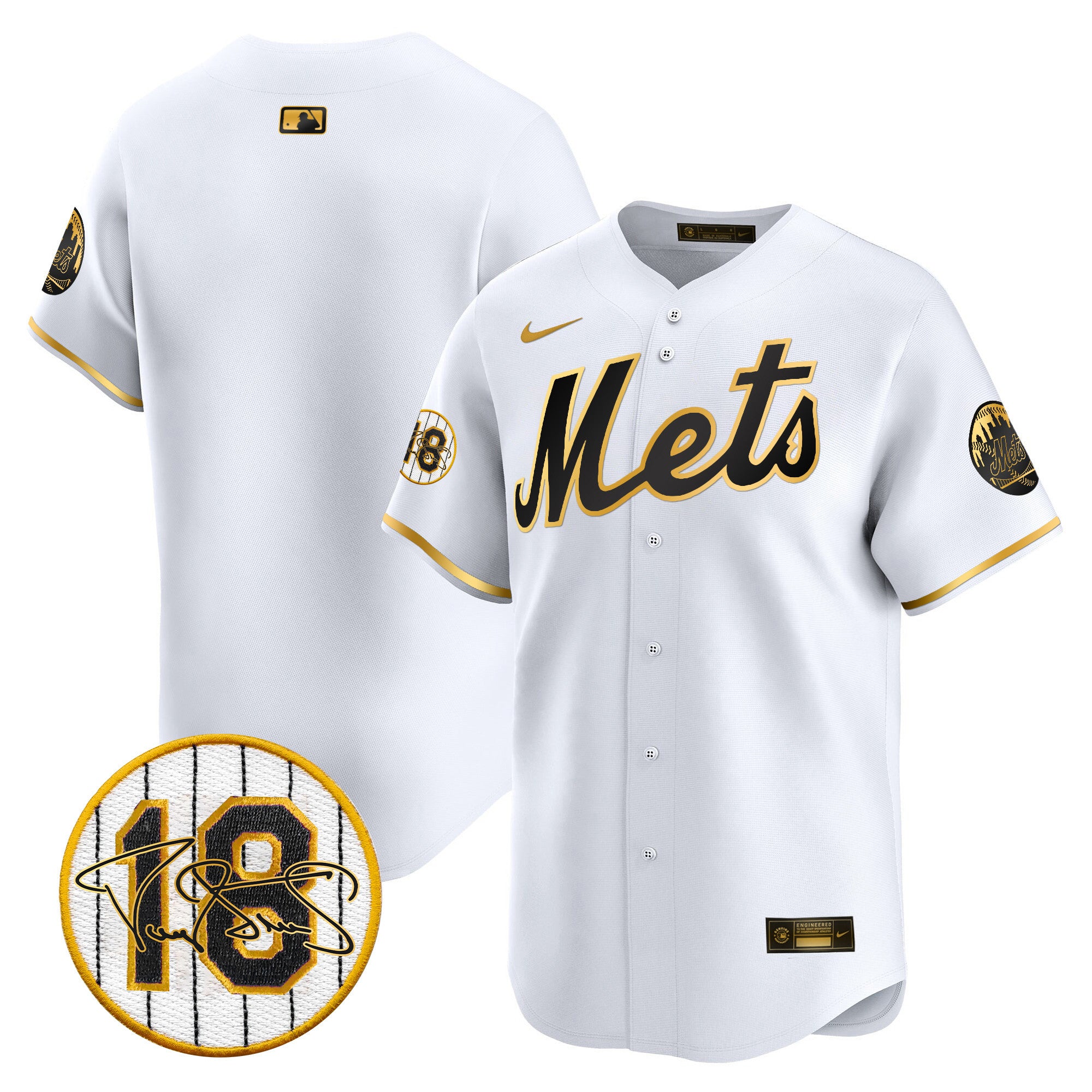 Men's Mets Darryl Strawberry Patch Vapor Premier Limited Jersey - All Stitched - White Gold, Team