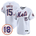 Men's Mets Darryl Strawberry Patch Vapor Premier Limited Jersey - All Stitched - White, Jerry Grote