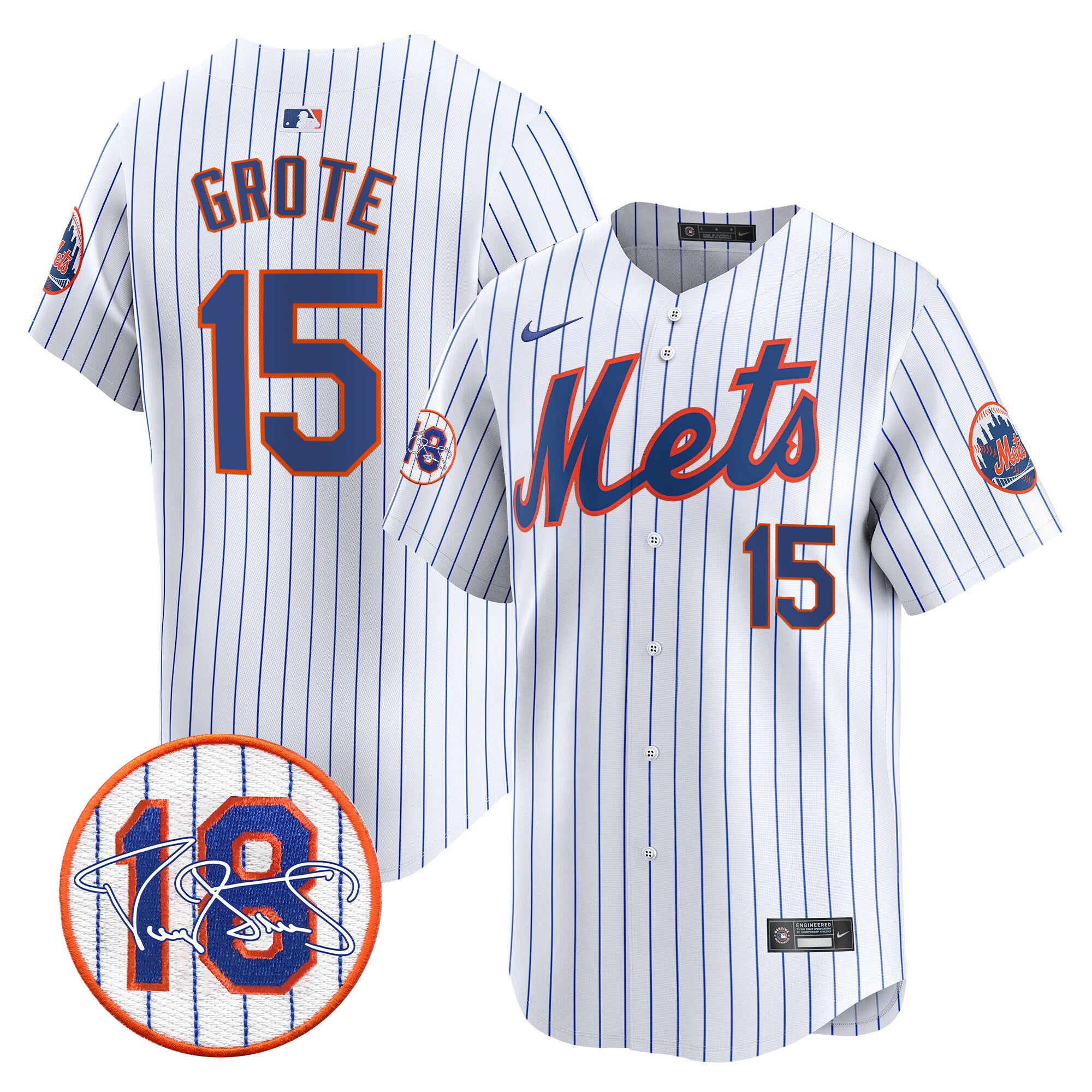 Men's Mets Darryl Strawberry Patch Vapor Premier Limited Jersey - All Stitched - White, Jerry Grote