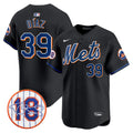 Men's Mets Darryl Strawberry Patch Vapor Premier Limited Jersey - All Stitched - Black, Edwin Díaz