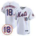 Men's Mets Darryl Strawberry Patch Vapor Premier Limited Jersey - All Stitched - White, Darryl Strawberry