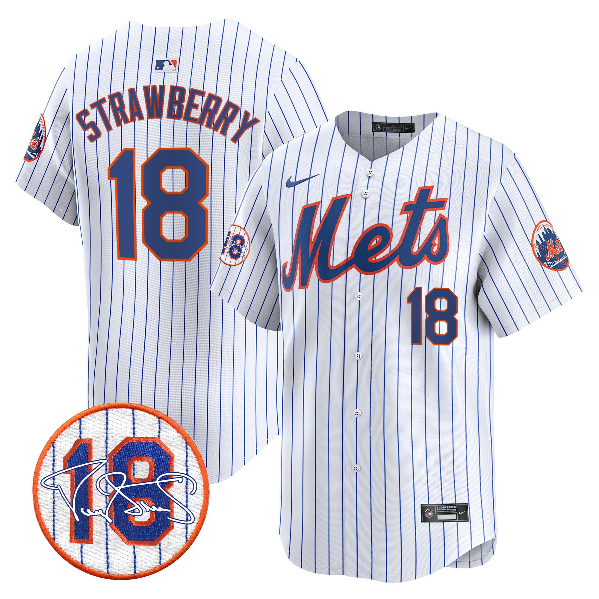 Men's Mets Darryl Strawberry Patch Vapor Premier Limited Jersey - All Stitched - White, Darryl Strawberry