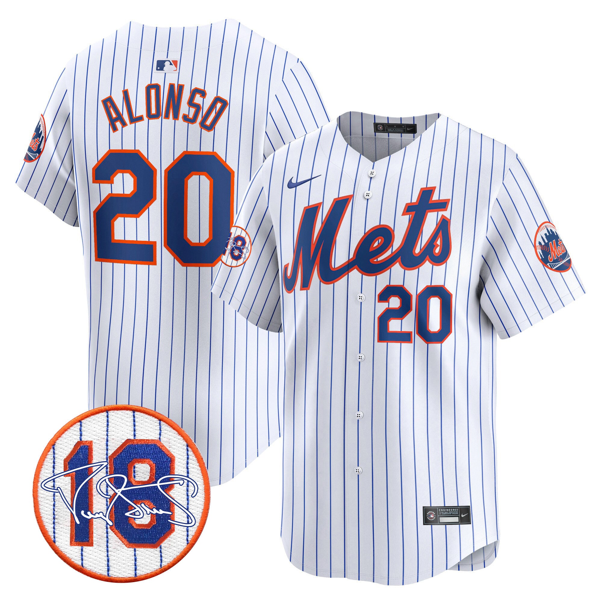 Men's Mets Darryl Strawberry Patch Vapor Premier Limited Jersey - All Stitched - White, Pete Alonso