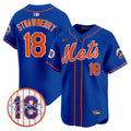 Men's Mets Darryl Strawberry Patch Vapor Premier Limited Jersey - All Stitched - Royal, Darryl Strawberry