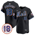 Men's Mets Darryl Strawberry Patch Vapor Premier Limited Jersey - All Stitched - Black, Darryl Strawberry