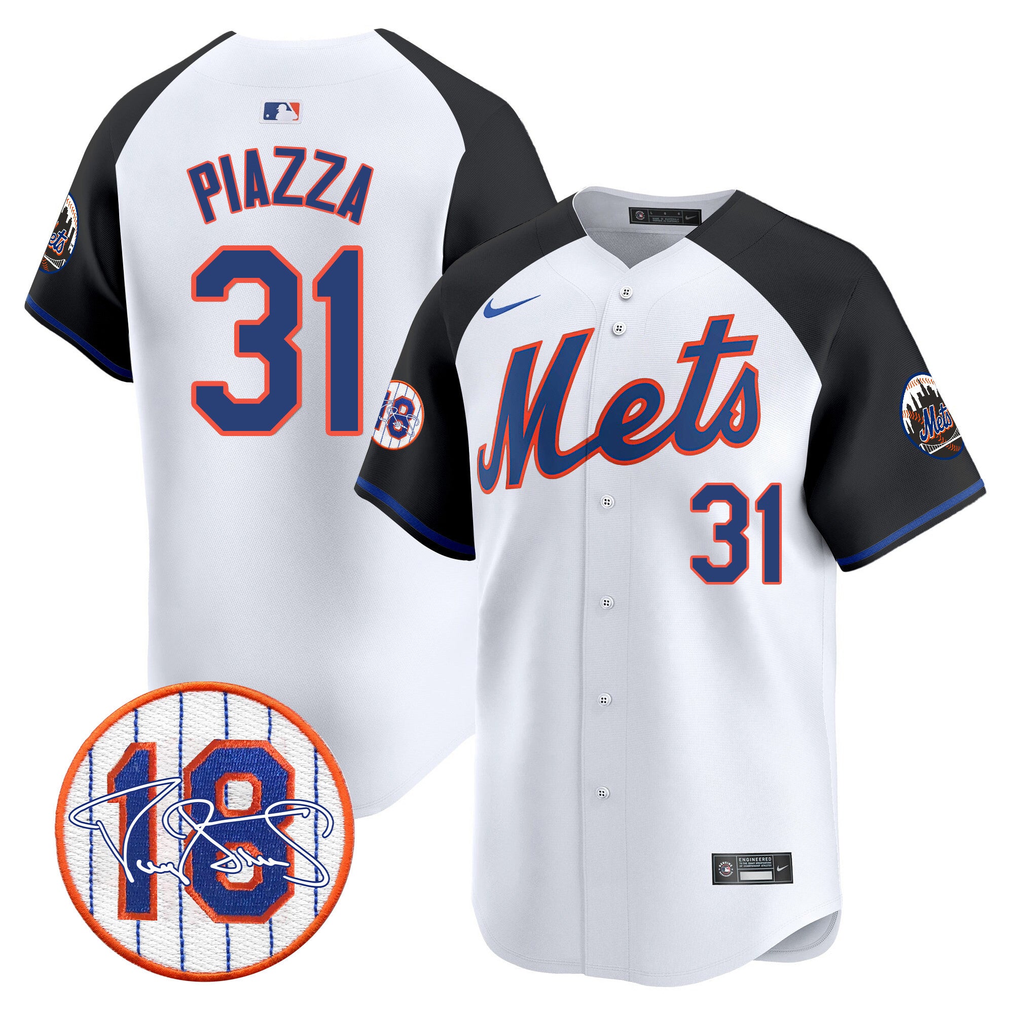 Men's Mets Darryl Strawberry Patch Vapor Premier Limited Jersey - All Stitched - Alternate, Mike Piazza