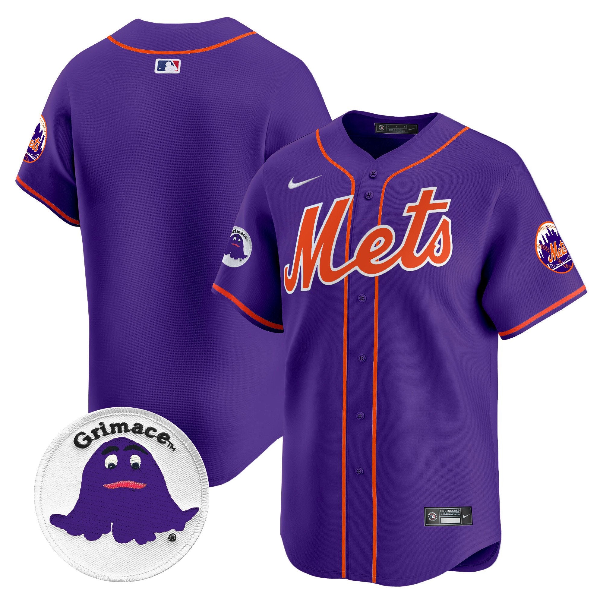 Men's Mets Grimace Vapor Premier Limited Jersey - All Stitched - Purple, Team