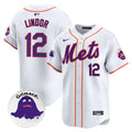 Men's Mets Grimace Vapor Premier Limited Jersey - All Stitched - White, Francisco Lindor