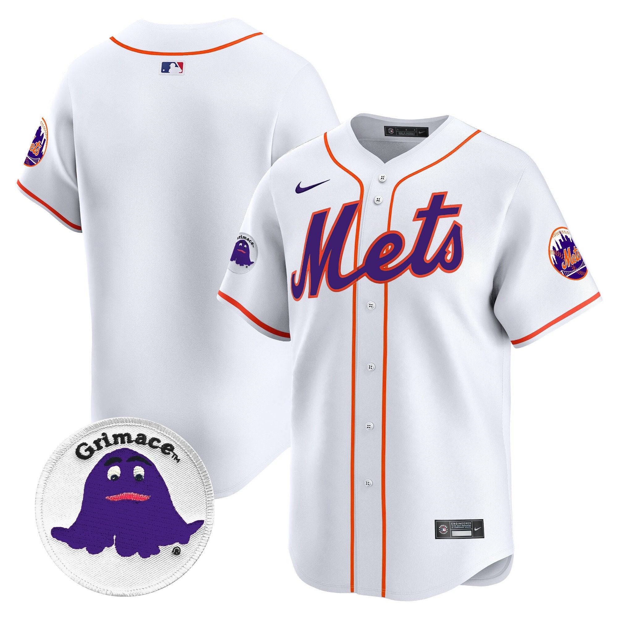 Men's Mets Grimace Vapor Premier Limited Jersey - All Stitched - White, Team