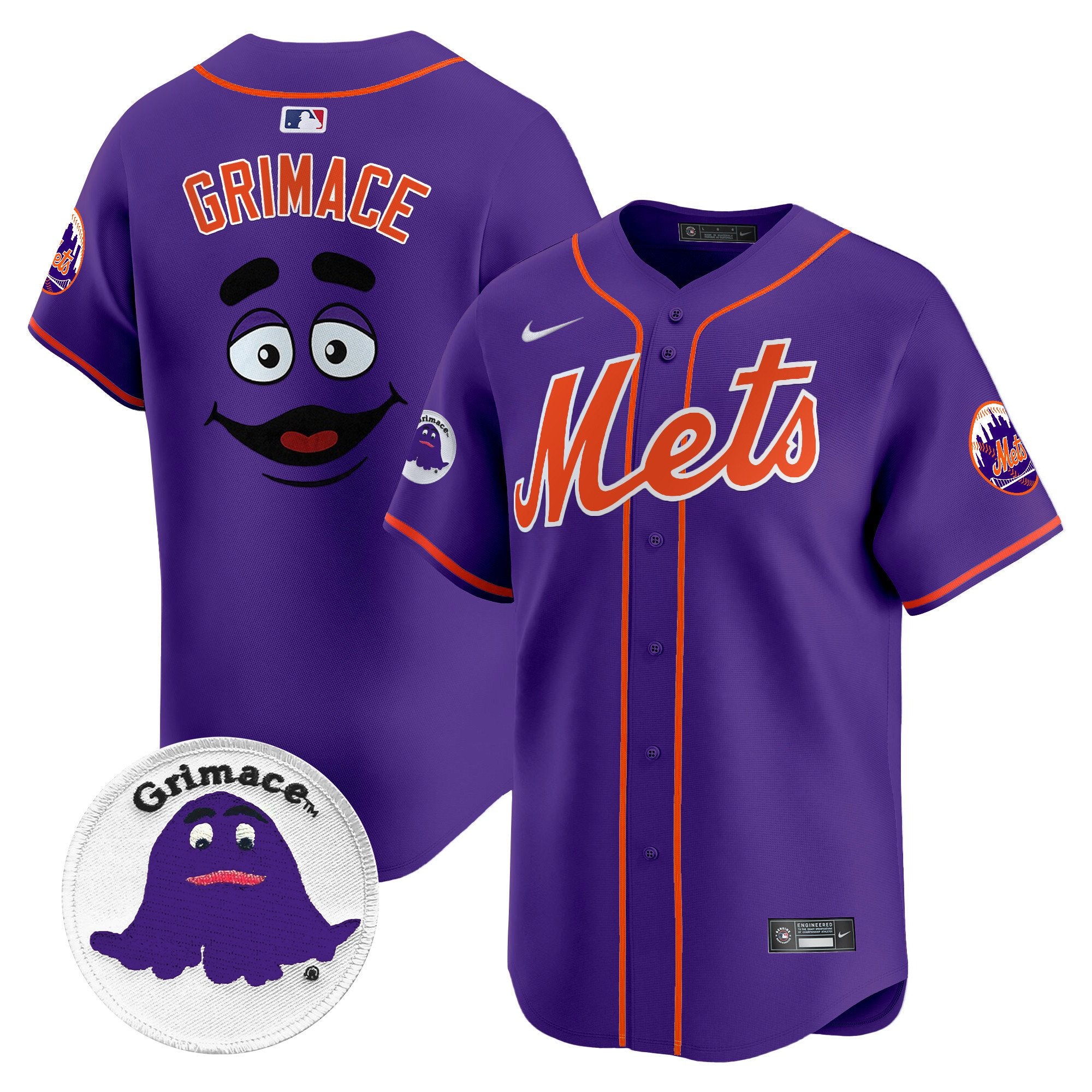 Men's Mets Grimace Vapor Premier Limited Jersey - All Stitched - Purple, Grimace