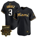 Men's Miami Marlins 30 Seasons Anniversary Patch Vapor Premier Limited Jersey - All Stitched - Black Gold, Luis Arraez