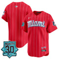 Men's Miami Marlins 30 Seasons Anniversary Patch Vapor Premier Limited Jersey - All Stitched - City Connect, Team