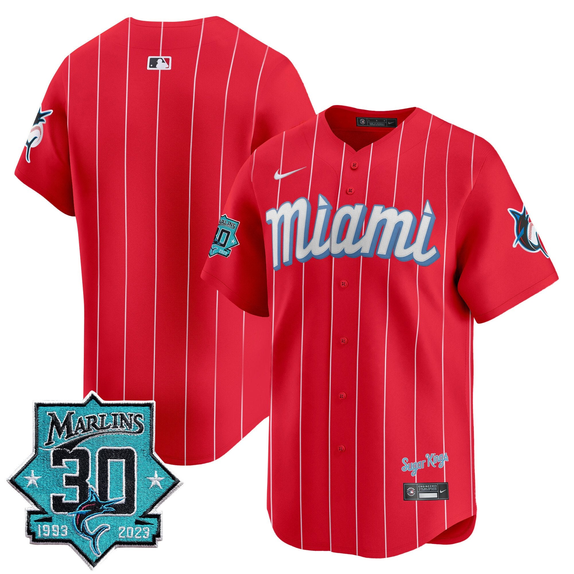 Men's Miami Marlins 30 Seasons Anniversary Patch Vapor Premier Limited Jersey - All Stitched - City Connect, Team
