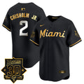 Men's Miami Marlins 30 Seasons Anniversary Patch Vapor Premier Limited Jersey - All Stitched - Black Gold, Jazz Chisholm Jr.