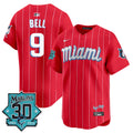 Men's Miami Marlins 30 Seasons Anniversary Patch Vapor Premier Limited Jersey - All Stitched - City Connect, Josh Bell
