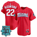 Men's Miami Marlins 30 Seasons Anniversary Patch Vapor Premier Limited Jersey - All Stitched - City Connect, Sandy Alcantara