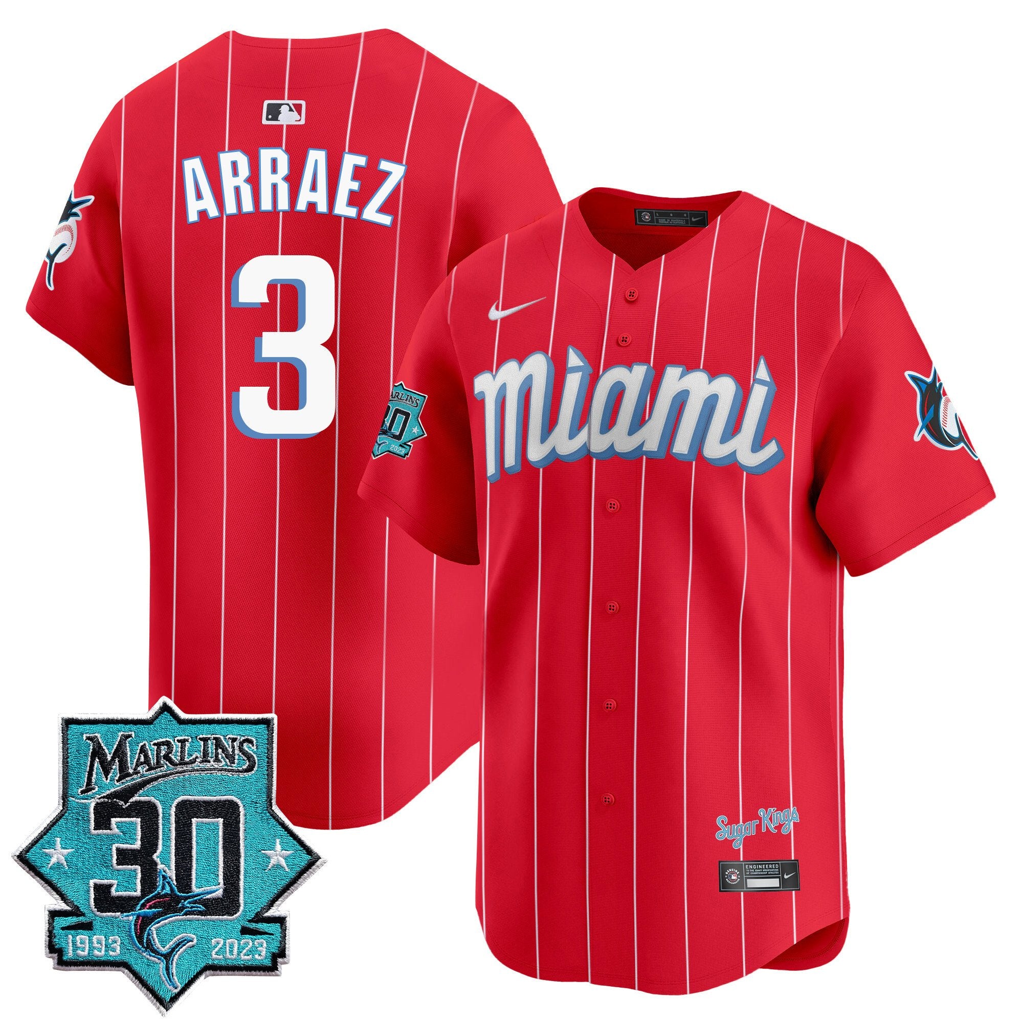 Men's Miami Marlins 30 Seasons Anniversary Patch Vapor Premier Limited Jersey - All Stitched - City Connect, Luis Arraez