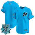 Men's Miami Marlins 30 Seasons Anniversary Patch Vapor Premier Limited Jersey - All Stitched - Blue, Team