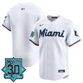 Men's Miami Marlins 30 Seasons Anniversary Patch Vapor Premier Limited Jersey - All Stitched - White, Team