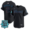 Men's Miami Marlins 30 Seasons Anniversary Patch Vapor Premier Limited Jersey - All Stitched - Black, Jazz Chisholm Jr.