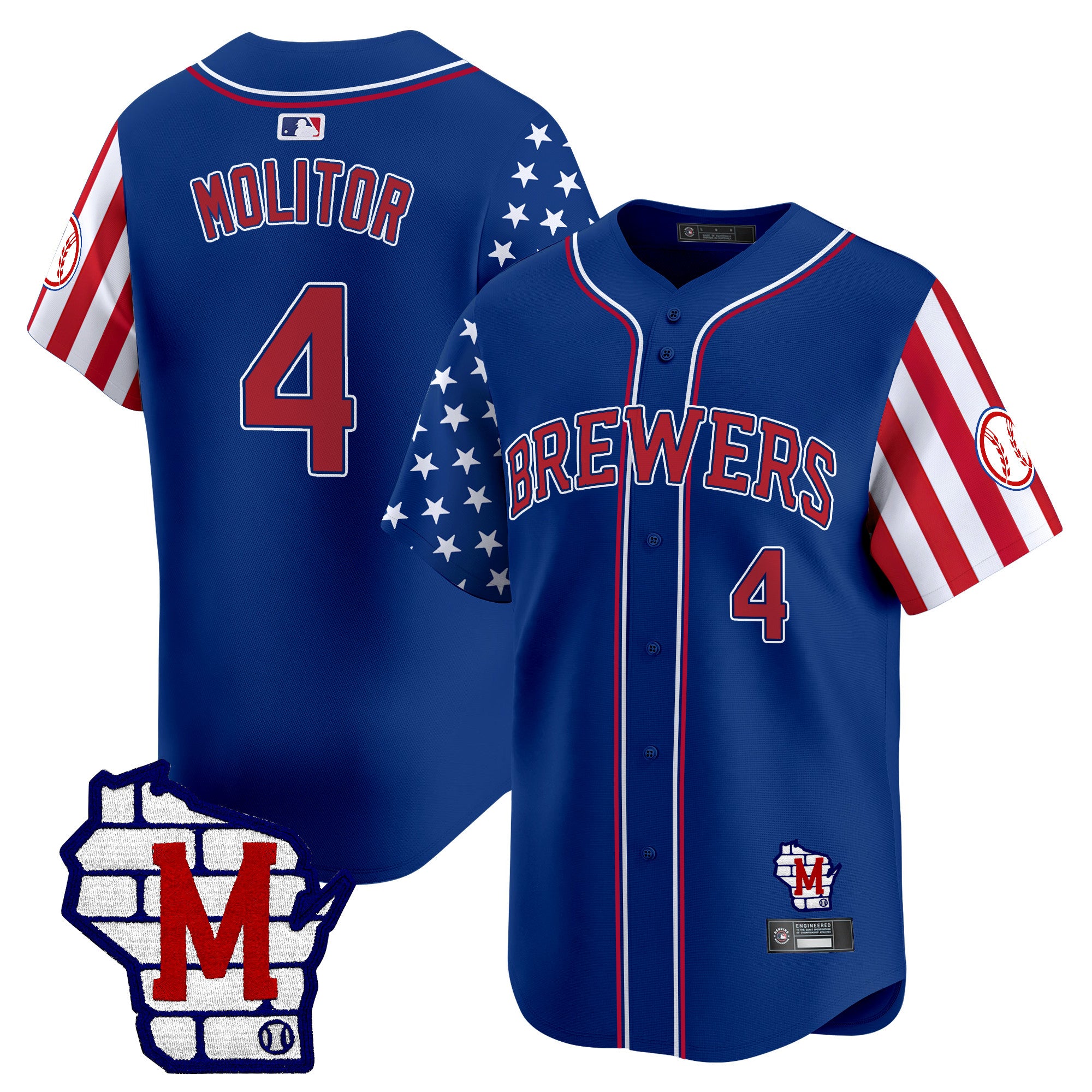 Men's Milwaukee Brewers 2025 Independence Day Vapor Premier Limited Jersey - All Stitched - Royal, Paul Molitor
