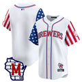 Men's Milwaukee Brewers 2025 Independence Day Vapor Premier Limited Jersey - All Stitched - White, Team