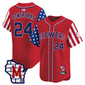 Men's Milwaukee Brewers 2025 Independence Day Vapor Premier Limited Jersey - All Stitched - Red, William Contreras
