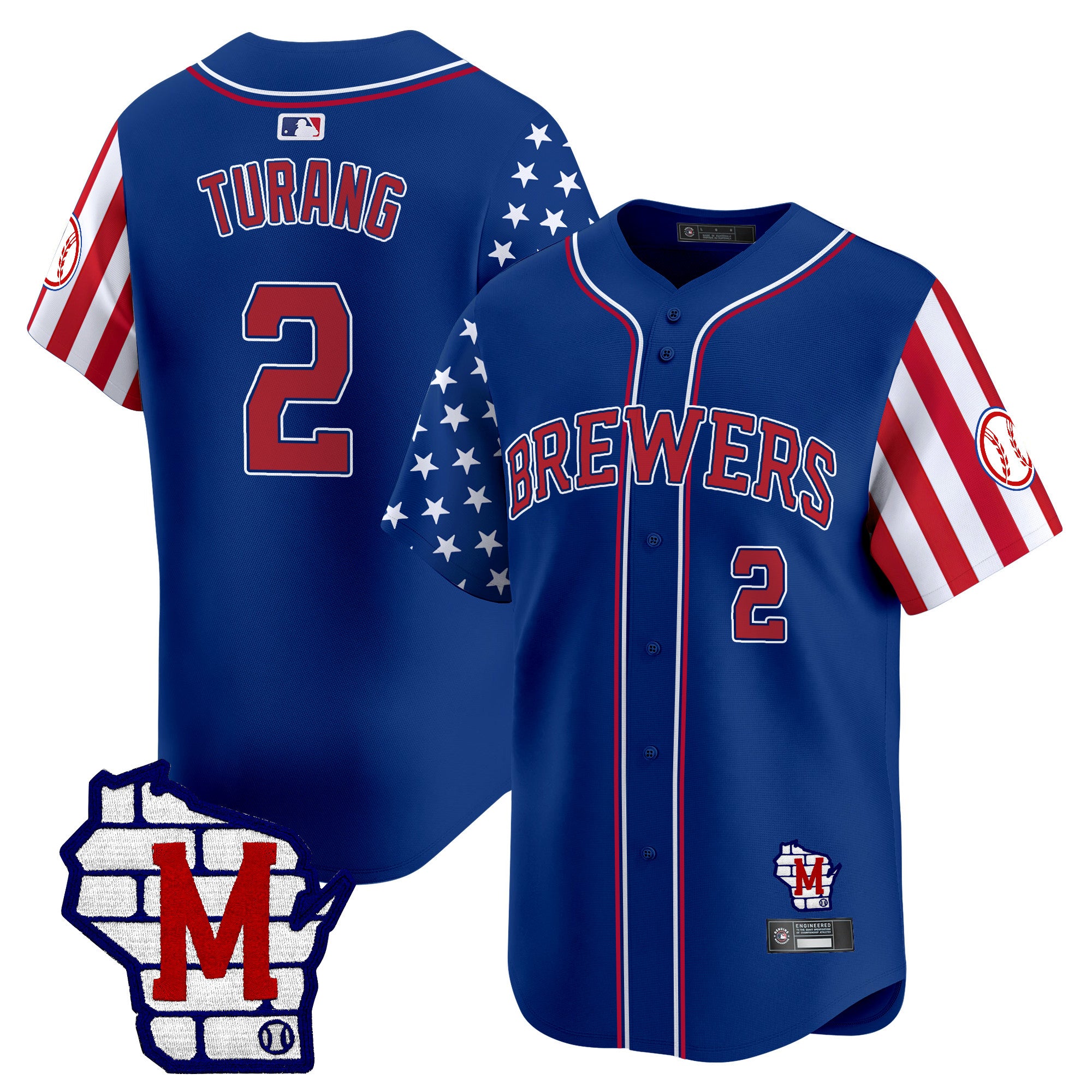 Men's Milwaukee Brewers 2025 Independence Day Vapor Premier Limited Jersey - All Stitched - Royal, Brice Turang