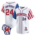 Men's Milwaukee Brewers 2025 Independence Day Vapor Premier Limited Jersey - All Stitched - White, William Contreras