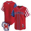 Men's Milwaukee Brewers 2025 Independence Day Vapor Premier Limited Jersey - All Stitched - Red, Team