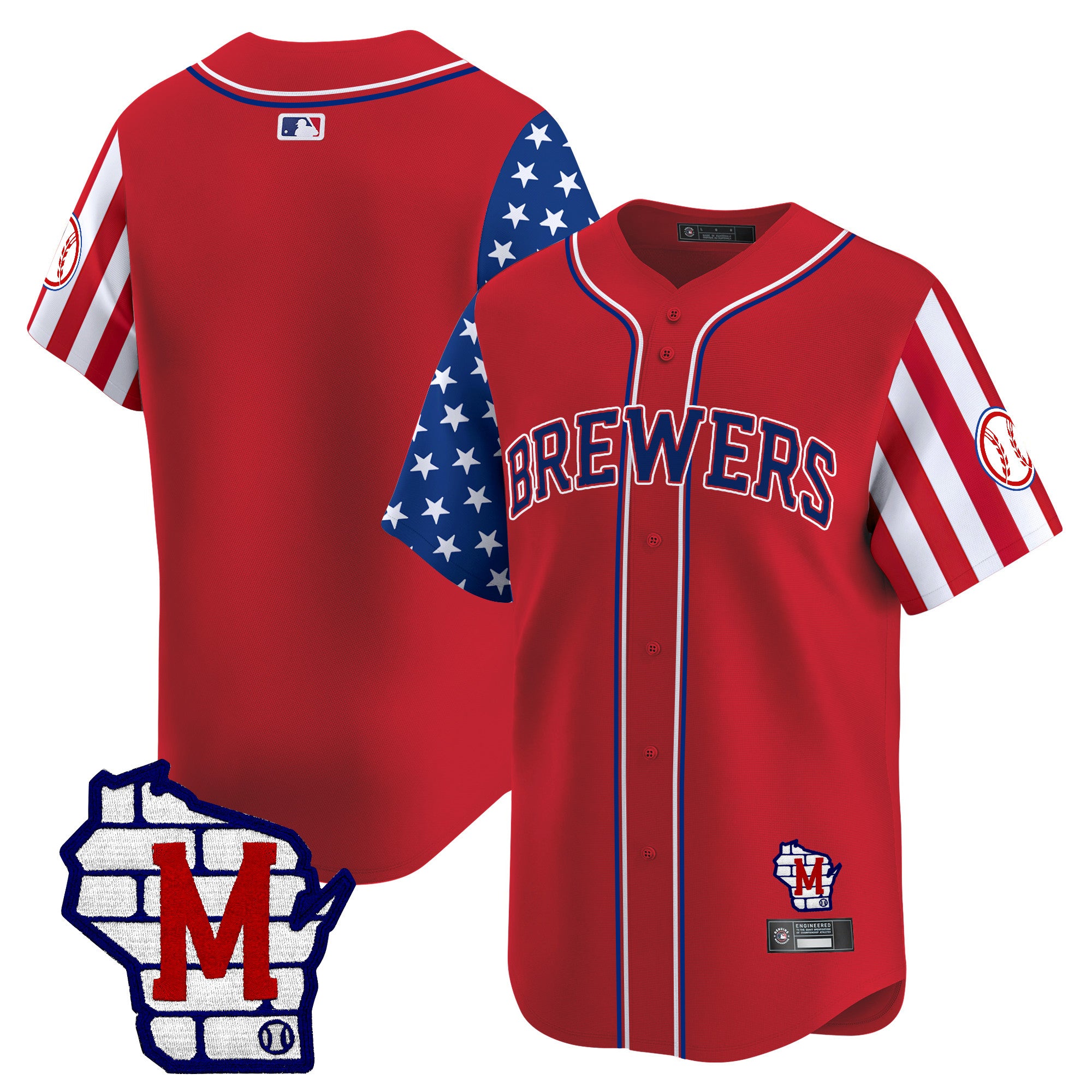 Men's Milwaukee Brewers 2025 Independence Day Vapor Premier Limited Jersey - All Stitched - Red, Team