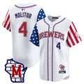 Men's Milwaukee Brewers 2025 Independence Day Vapor Premier Limited Jersey - All Stitched - White, Paul Molitor