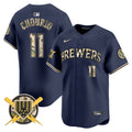 Men's Milwaukee Brewers Armed Forces Day Vapor Premier Limited Jersey - All Stitched - Navy, Jackson Chourio