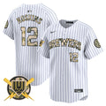 Men's Milwaukee Brewers Armed Forces Day Vapor Premier Limited Jersey - All Stitched - Pinstripe, Rhys Hoskins