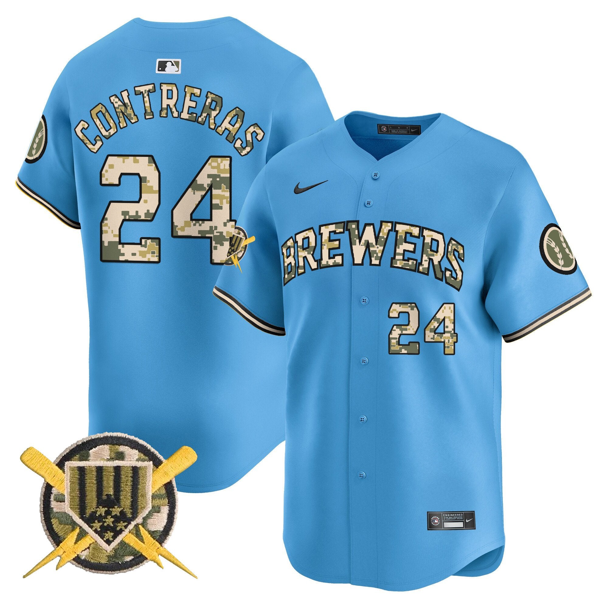 Men's Milwaukee Brewers Armed Forces Day Vapor Premier Limited Jersey - All Stitched - Blue, William Contreras