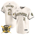 Men's Milwaukee Brewers Armed Forces Day Vapor Premier Limited Jersey - All Stitched - Cream, Brice Turang