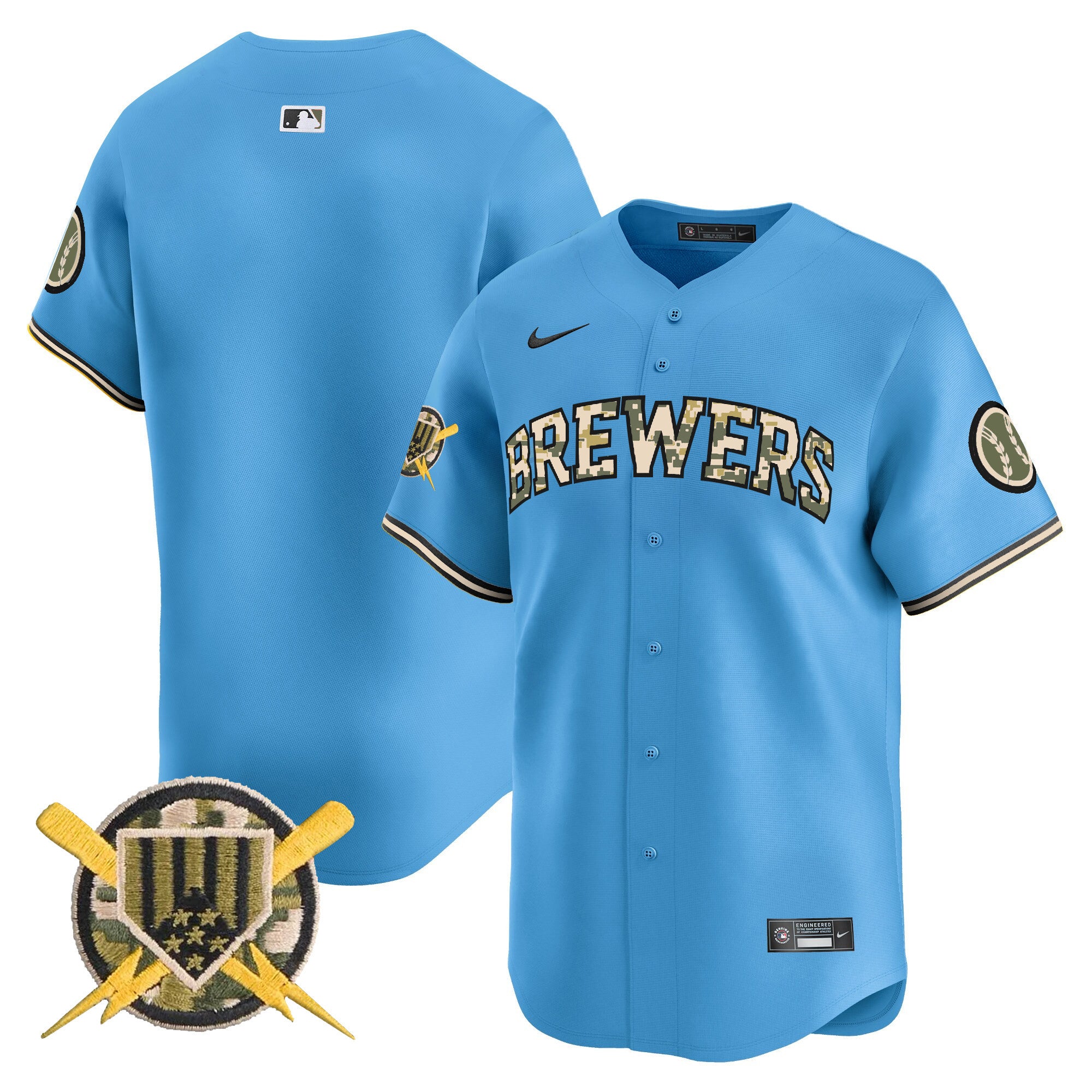 Men's Milwaukee Brewers Armed Forces Day Vapor Premier Limited Jersey - All Stitched - Blue, Team