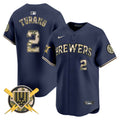 Men's Milwaukee Brewers Armed Forces Day Vapor Premier Limited Jersey - All Stitched - Navy, Brice Turang