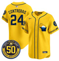 Men's Milwaukee Brewers Golden 50th Anniversary Patch Vapor Premier Limited Jersey - All Stitched - Gold, William Contreras