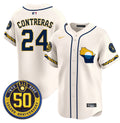 Men's Milwaukee Brewers Golden 50th Anniversary Patch Vapor Premier Limited Jersey - All Stitched