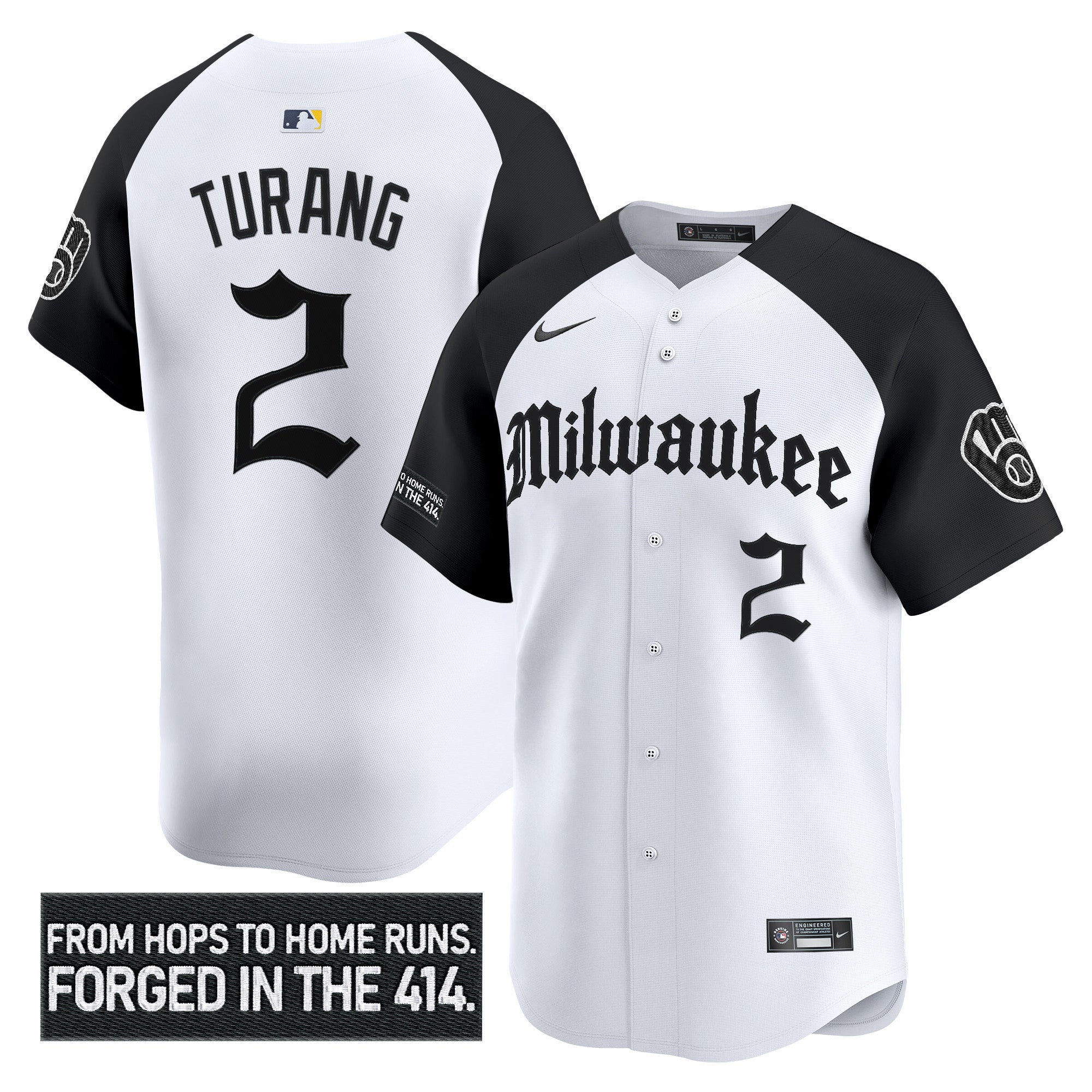 Men's Milwaukee Brewers 'Gothic 414 Shadows Edition' Vapor Premier Limited Jersey - All Stitched - Alternate, Brice Turang