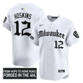 Men's Milwaukee Brewers 'Gothic 414 Shadows Edition' Vapor Premier Limited Jersey - All Stitched - White, Rhys Hoskins
