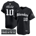 Men's Milwaukee Brewers 'Gothic 414 Shadows Edition' Vapor Premier Limited Jersey - All Stitched - Black, Sal Frelick