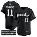 Men's Milwaukee Brewers 'Gothic 414 Shadows Edition' Vapor Premier Limited Jersey - All Stitched - Black, Jackson Chourio